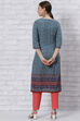 Grey LIVA Straight Kurta image number 4